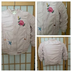 Hudson Embroidered Ruched Full Zip puffer Bomber Jacket SZ 5 Girls